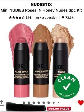 NUDESTIX NUDIES Roses N’ Honey 3pc Mini Multi-Stick Set — NEW! Pink, Tan, Gold